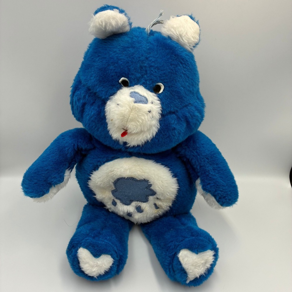 Vintage Style Blue Cloud Bear Plush Stuffed Animal Retro 80s Aesthetic 18 Inch